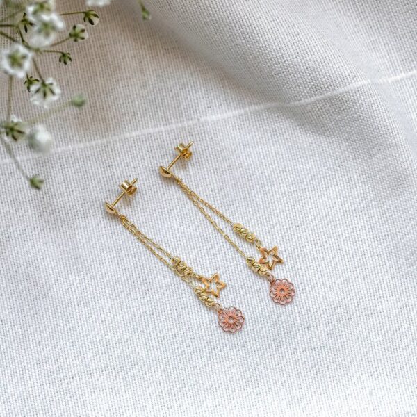 Cercei colectia Fairyland – Radiant flowers – Argint 925 placat cu Aur Galben si Roz 18K