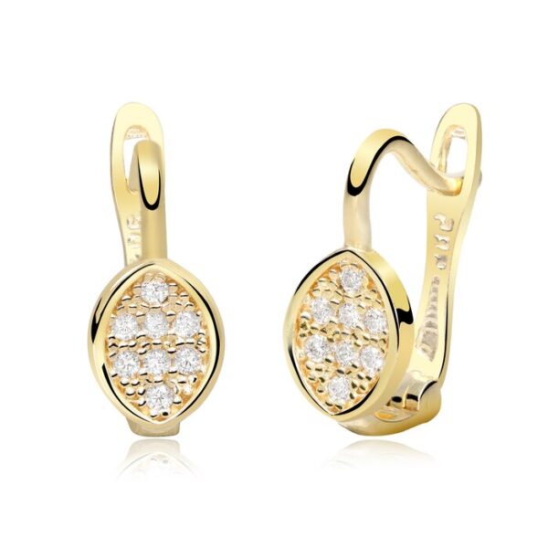 Cercei copii/bebe – Model  Happy Life – Aur Galben 14K – Cubic Zirconia – Inchizatoare sigura cu tortita