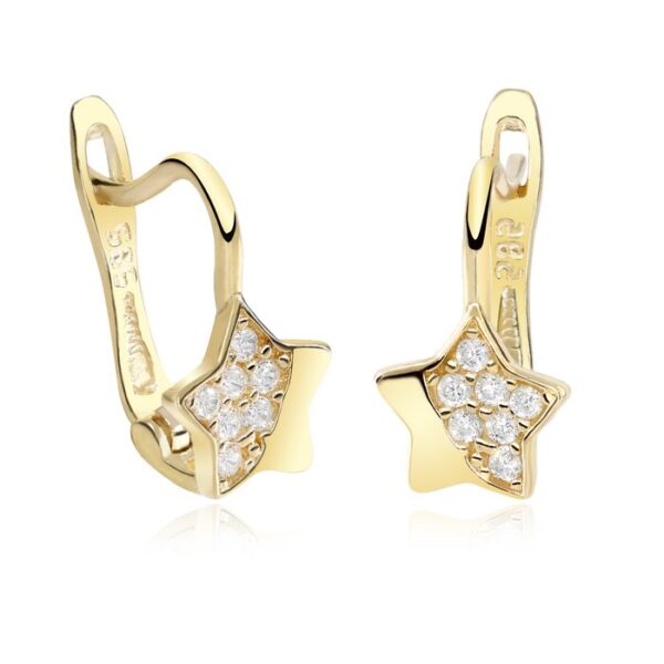 Cercei copii/bebe – Model  New star was born – Aur Galben 14K – Cubic Zirconia – Inchizatoare sigura cu tortita