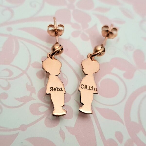 Cercei Copii siluete laterale – Argint 925 placat cu Aur Roz 18K