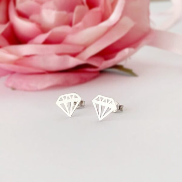 Cercei din argint model diamant decupat cu tija si cheita