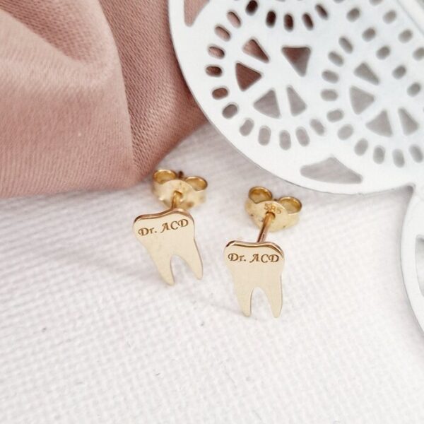 Cercei dinte – Aur Galben14K – inchidere surub