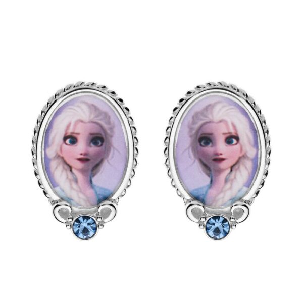 Cercei Disney cu poza color Frozen Elsa – Argint 925 si Cristale