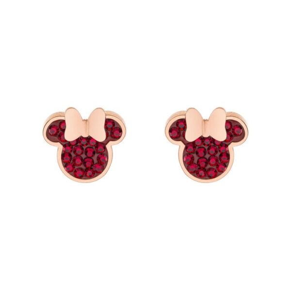 Cercei Disney Minnie Mouse – Otel Medical Inoxidabil Rose si Cristale Rosii