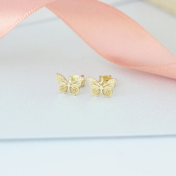 Cercei din aur 14K cu fluturas – model gravat – dama