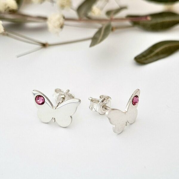 Cercei fluture – model simplu cu cristal Swarovski – Argint 925 – inchidere surub