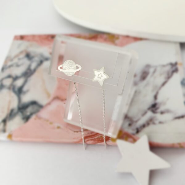 Cercei galaxie planeta si stea cu lant – din argint 925