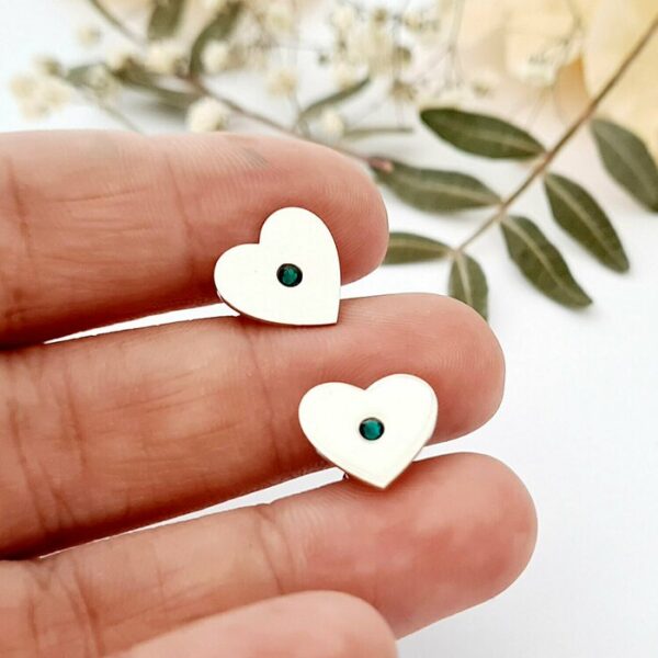 Cercei inima – model cu cristal Swarovski – Argint 925 – inchidere surub