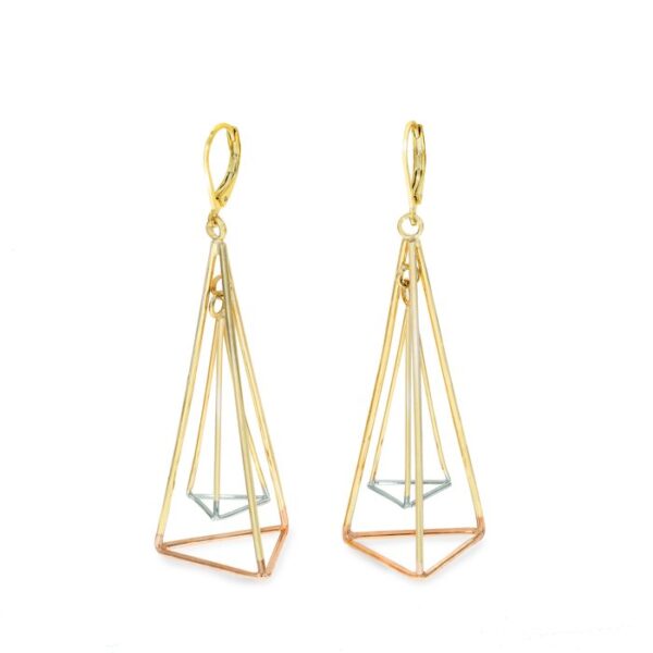 Cercei – Mistery Pyramids – placati cu aur 18K