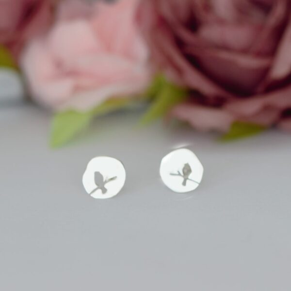 Cercei pasare pe ramura din argint 925 model cu tija si cheita