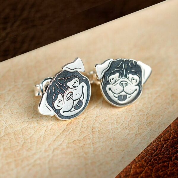 Cercei Pug – Argint 925 – inchidere surub