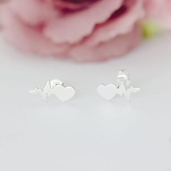 Cercei puls si inima din argint 925 model cu tija si cheita