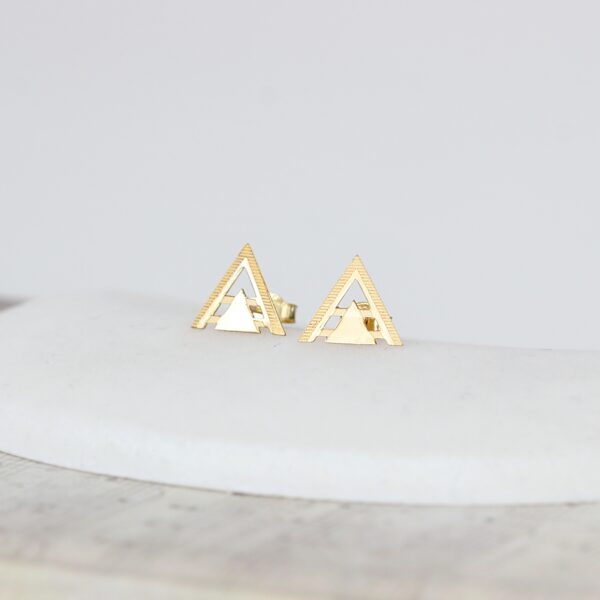 Cercei triunghi decupat aur galben, alb sau roz 14K pentru dama