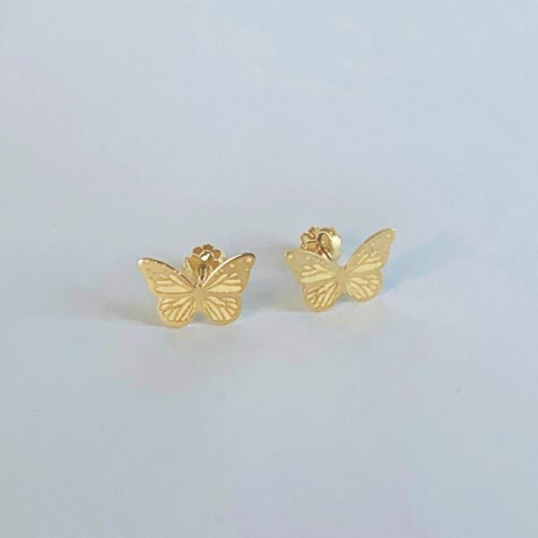 Cercei model fluturas cu surub si cheita aur galben 14K pentru dama sau fetite