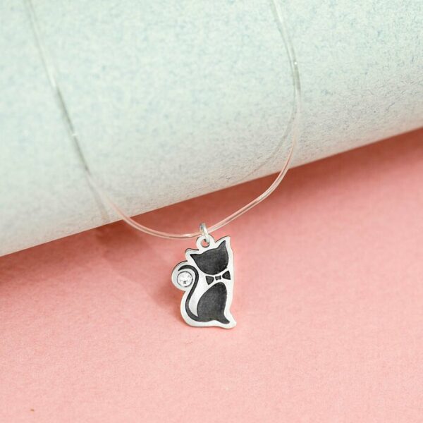 Choker cu pisica si cristal Swarovski – Argint 925 – Lant silicon