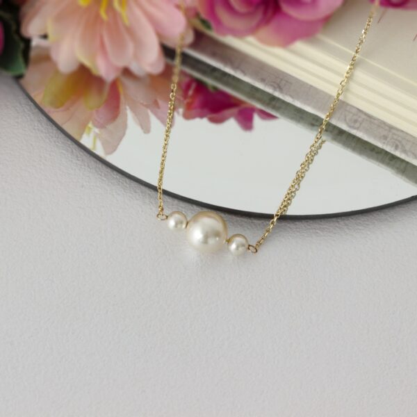 Lantisor cu perle swarovski creamrose – aur galben, alb sau roze 14k