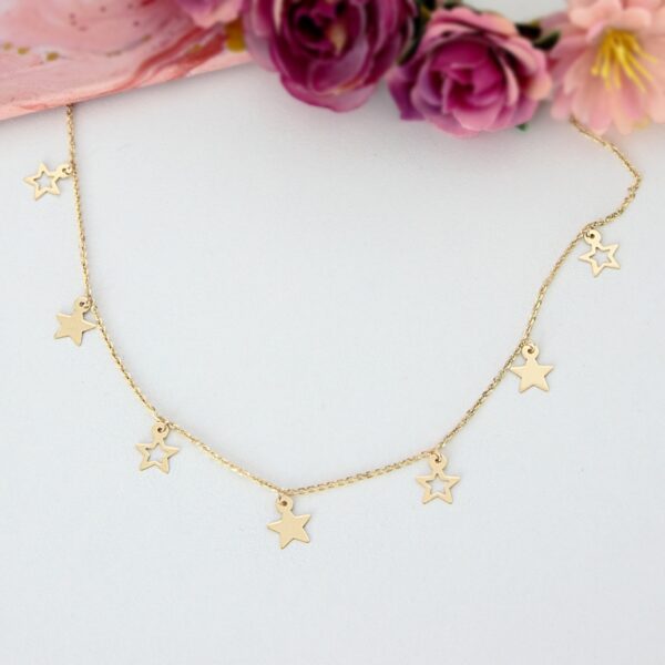 Lantisor cu stelute – model deosebit – din aur galben, alb sau roze 14K