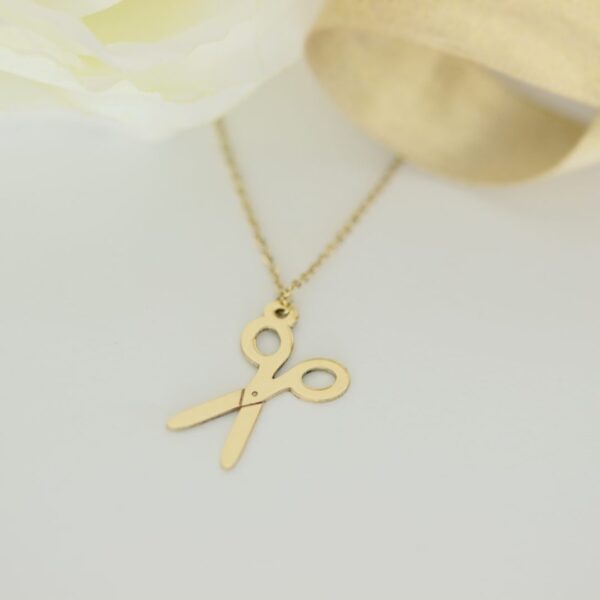 Lantisor cu pandantiv foarfeca hairstyle aur galben, alb sau roze 14K