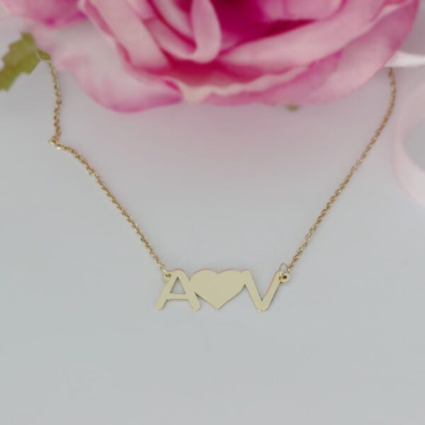 Lantisor personalizat cu litere si simbol la alegere – aur galben 14K