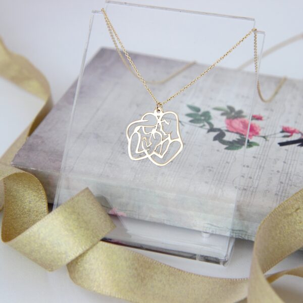 Lantisor mama, tata si bebe din aur galben, alb sau roze 14K