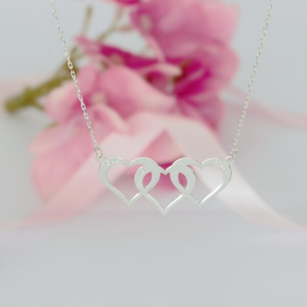 Lantisor cu inimi personalizate cu nume, din argint 925
