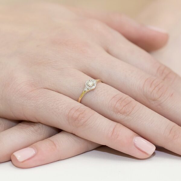 Inel colectia Luxury Aur Galben/Alb 14K cu Diamant 0,17ct