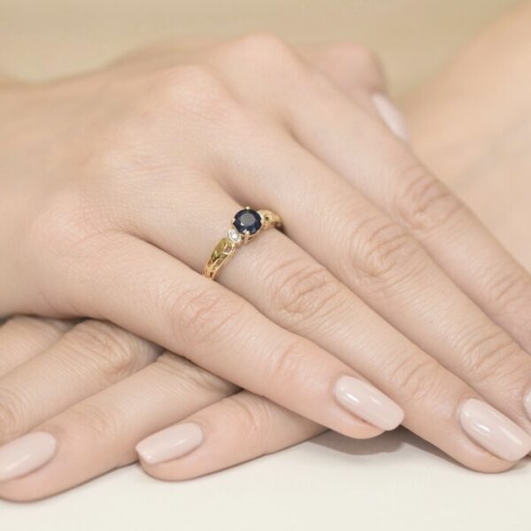 Inel colectia Luxury Aur Galben/Alb 14K cu Safir 0.50ct