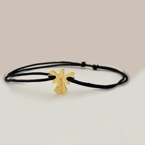 Bratara ingeras – din aur galben, alb sau roz de 14K – cu snur reglabil