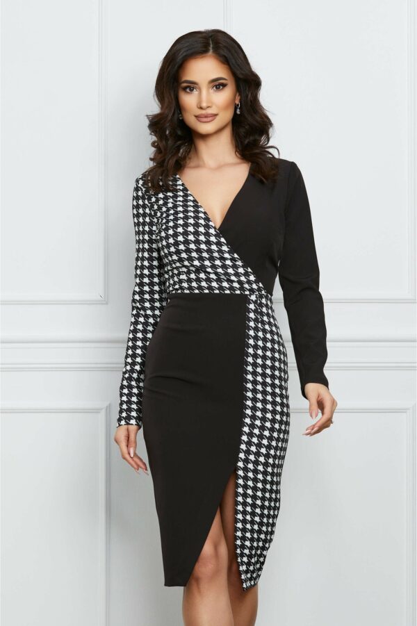 Rochie MBG neagra cu imprimeu picior de cocos alb