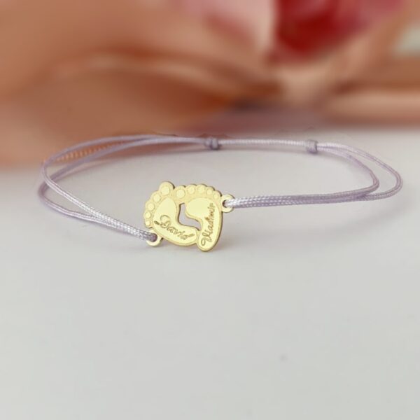 Bratara talpite gravate – din aur 14K – cu snur reglabil