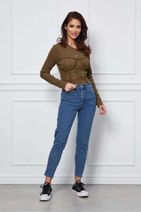 Blugi Dara albastri cu strasuri