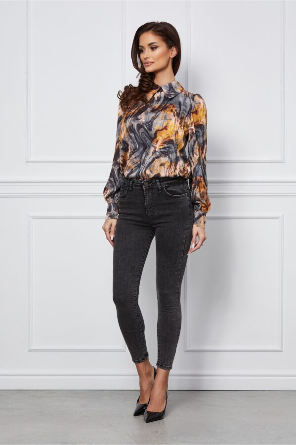 Blugi Paula gri inchis cu zgarieturi