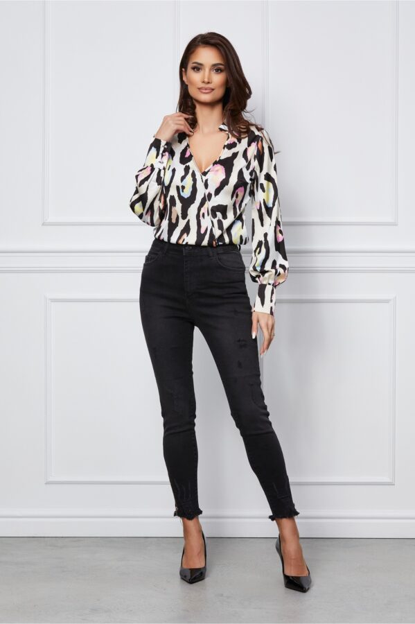 Blugi Sara negri cu fermoar la baza