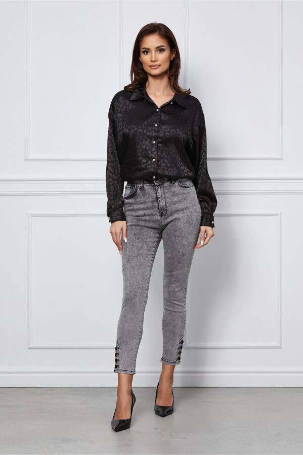 Blugi Sorina gri deschis cu nasturi la baza