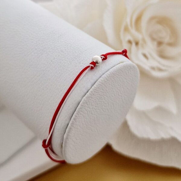 Bratara Martisor – Biluta din Argint 925 – Snur combinat rosu&alb