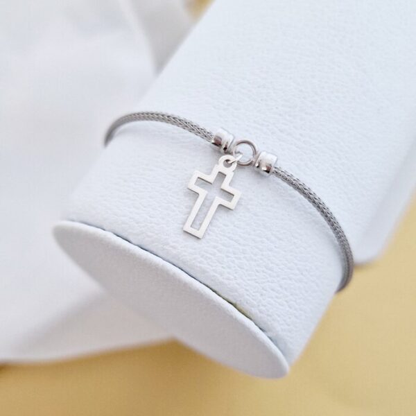 Bratara snake barbat – Credinta sincera – Charm conturul crucii – Argint 925