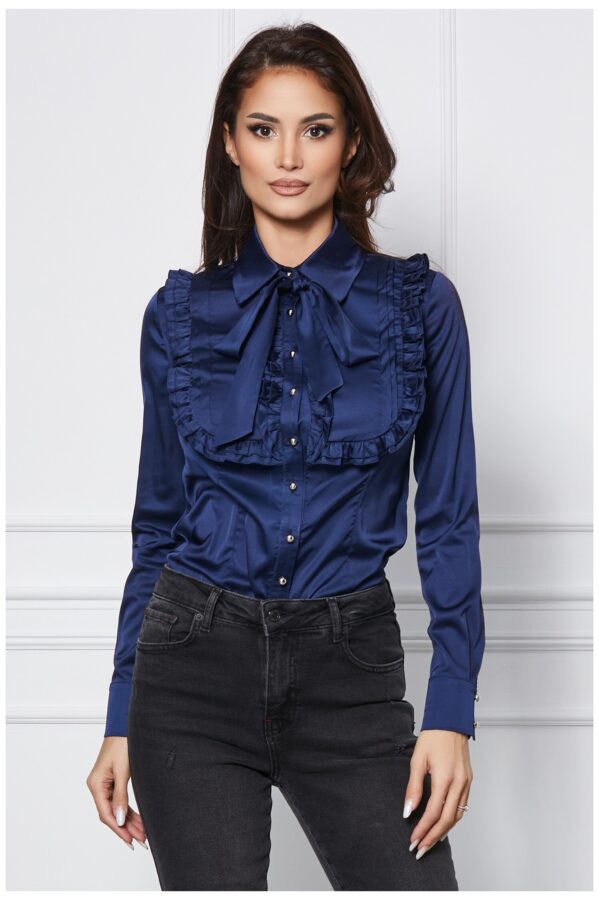 Camasa MBG bleumarin cu volanase pe bust