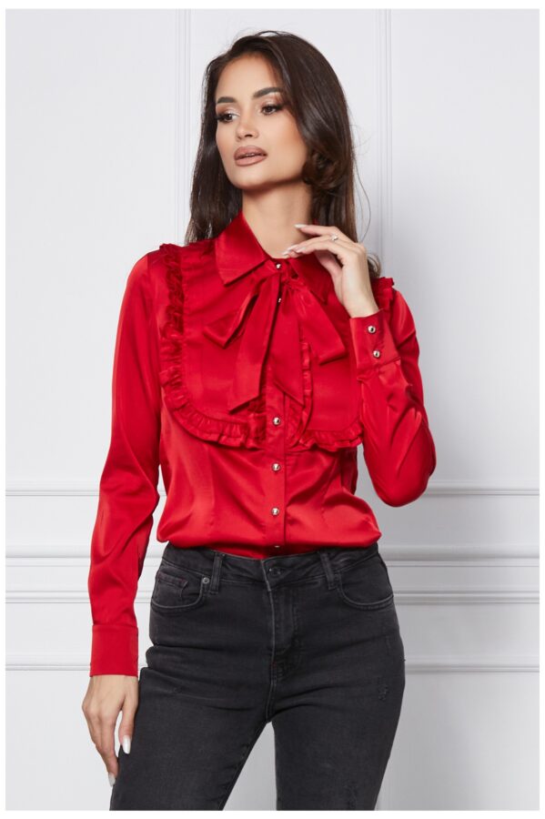 Camasa MBG rosie cu volanase pe bust