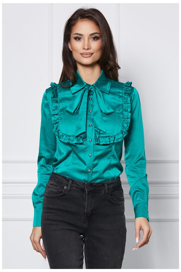 Camasa MBG verde cu volanase pe bust