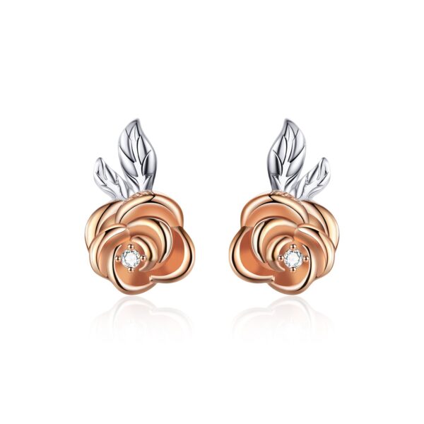 Cercei din argint Rose Gold Little Flower