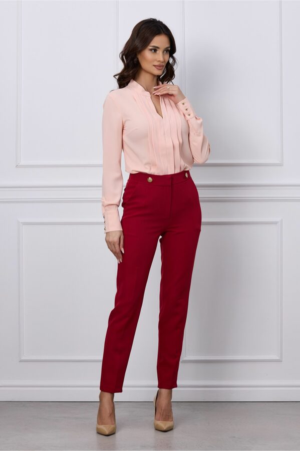 Pantaloni MBG bordo cu nasturi aurii decorativi