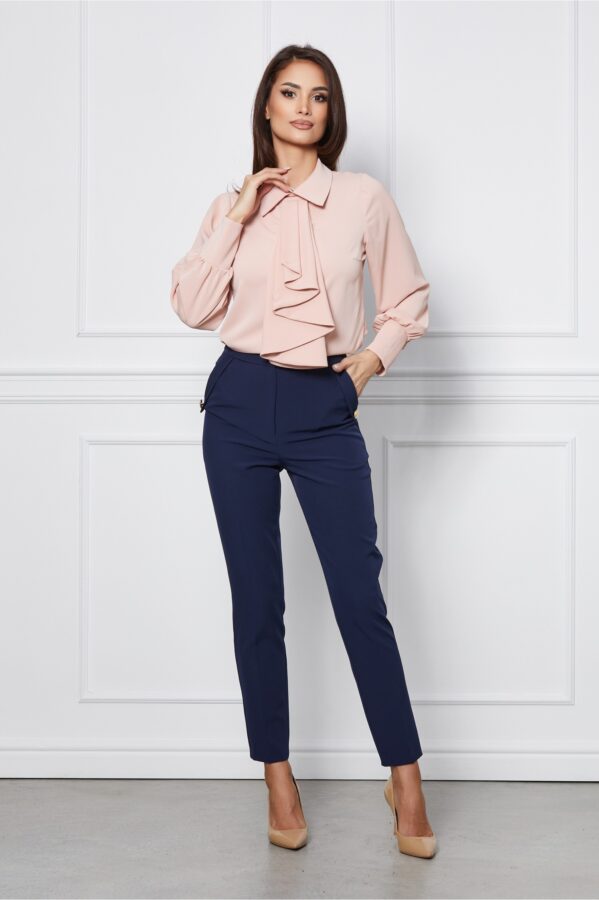 Pantaloni Moze conici bleumarin cu nasturi aurii