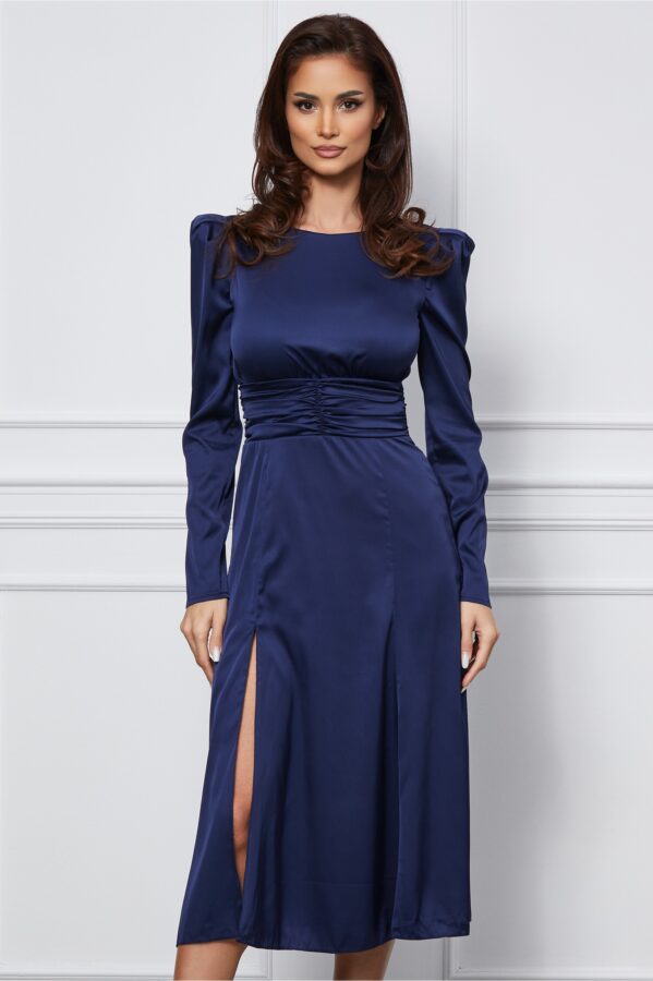 Rochie Dy Fashion bleumarin cu crepeu pe fusta