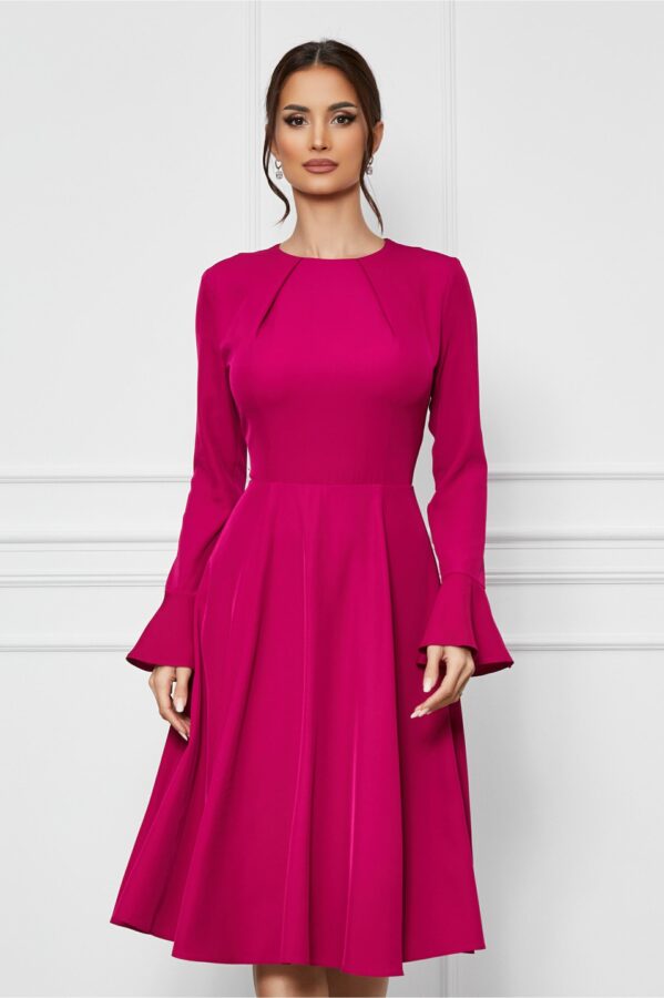 Rochie Dy Fashion fucsia cu maneci clopot