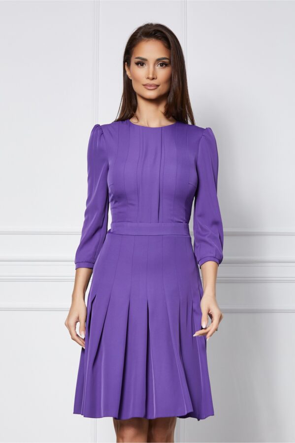 Rochie Dy Fashion mov cu pliuri pe bust si fusta