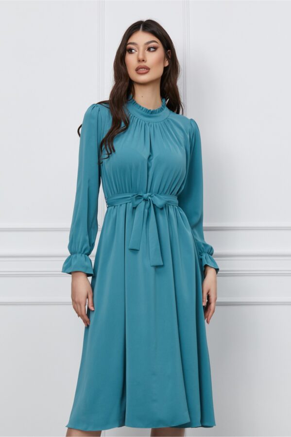 Rochie Dy Fashion verde mint cu cordon in talie