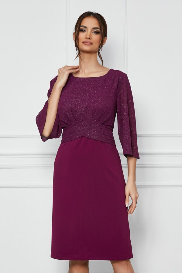 Rochie Mara mov cu glitter la bust