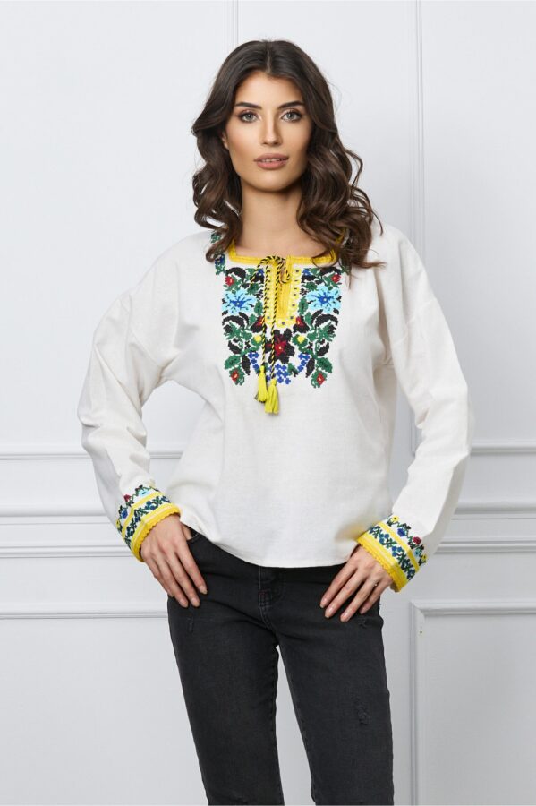 Bluza Corina cu broderie galbena