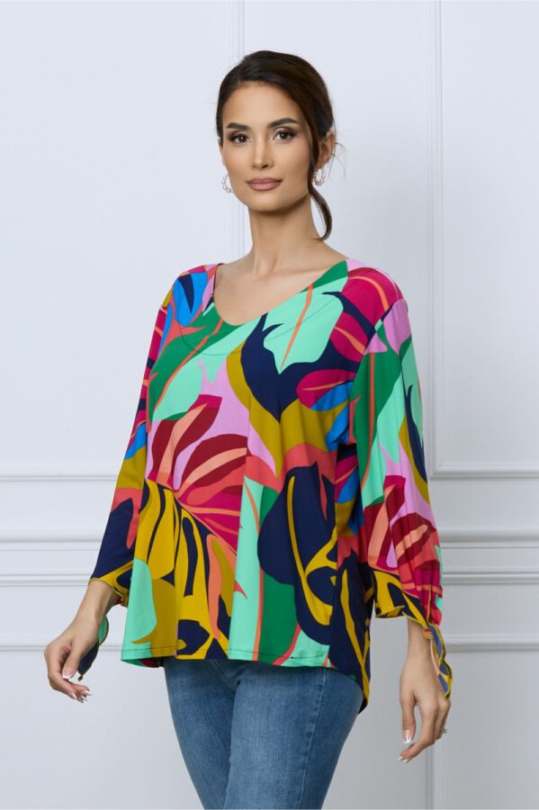 Bluza Dima cu imprimeu tropical multicolor