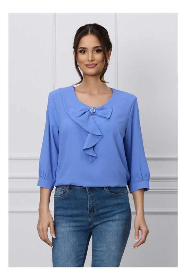 Bluza Mara bleu cu funda la bust